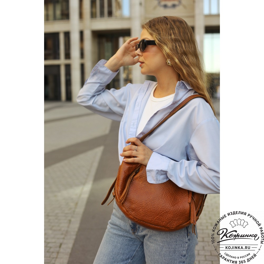  Женская кожаная сумка "Техас" (фактура рыжий)